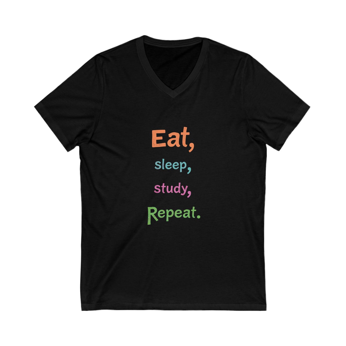 Eat Sleep Study Repeat #2 - Unisex Jersey Short Sleeve V-Neck Tee