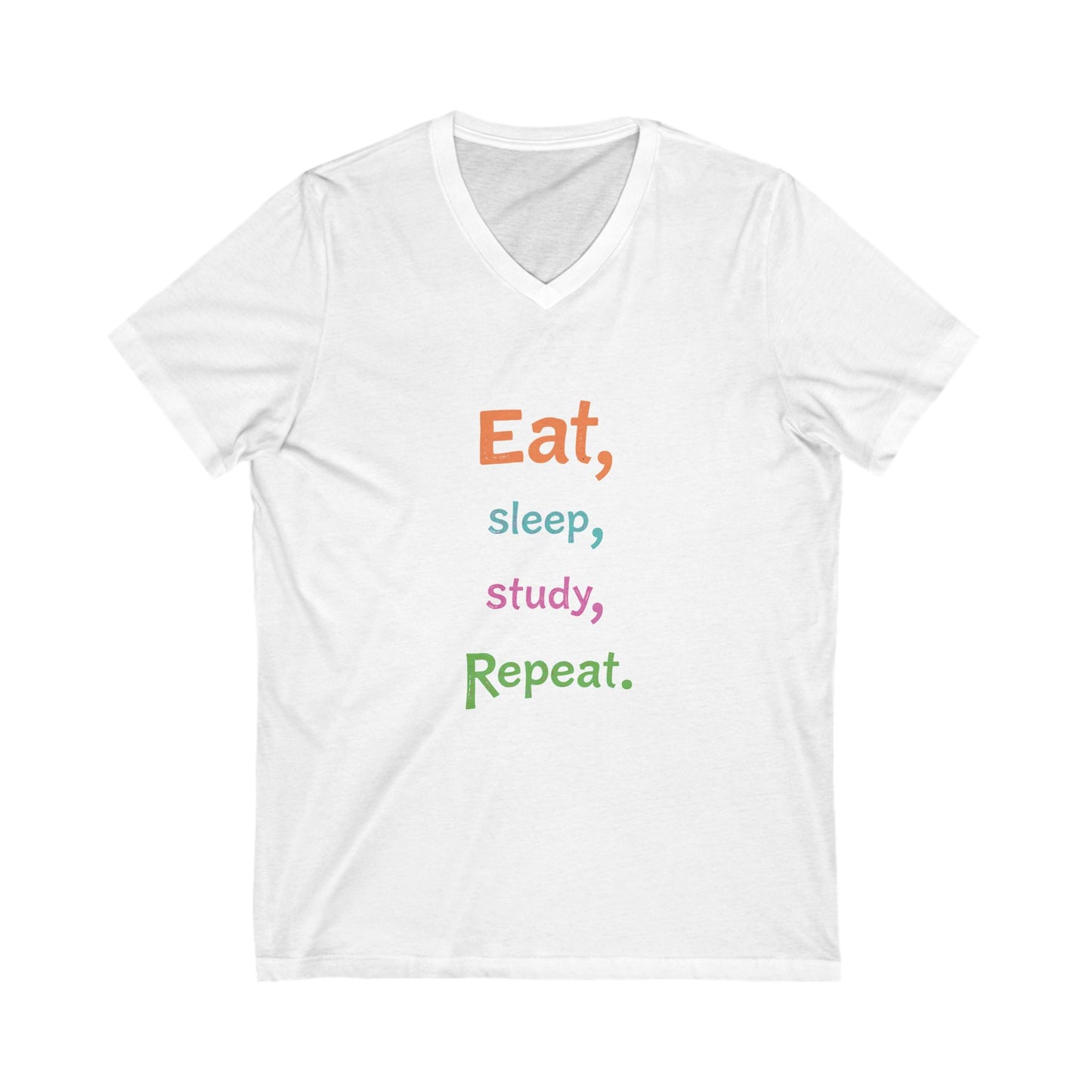 Eat Sleep Study Repeat #2 - Unisex Jersey Short Sleeve V-Neck Tee
