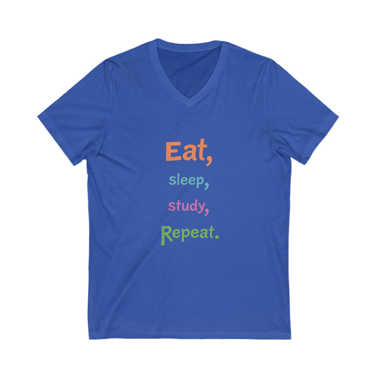 Eat Sleep Study Repeat #2 - Unisex Jersey Short Sleeve V-Neck Tee