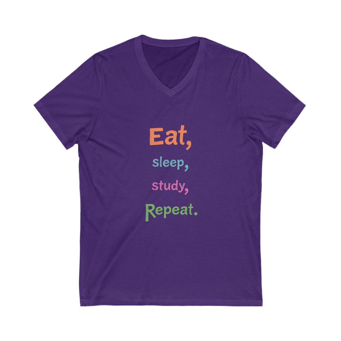 Eat Sleep Study Repeat #2 - Unisex Jersey Short Sleeve V-Neck Tee