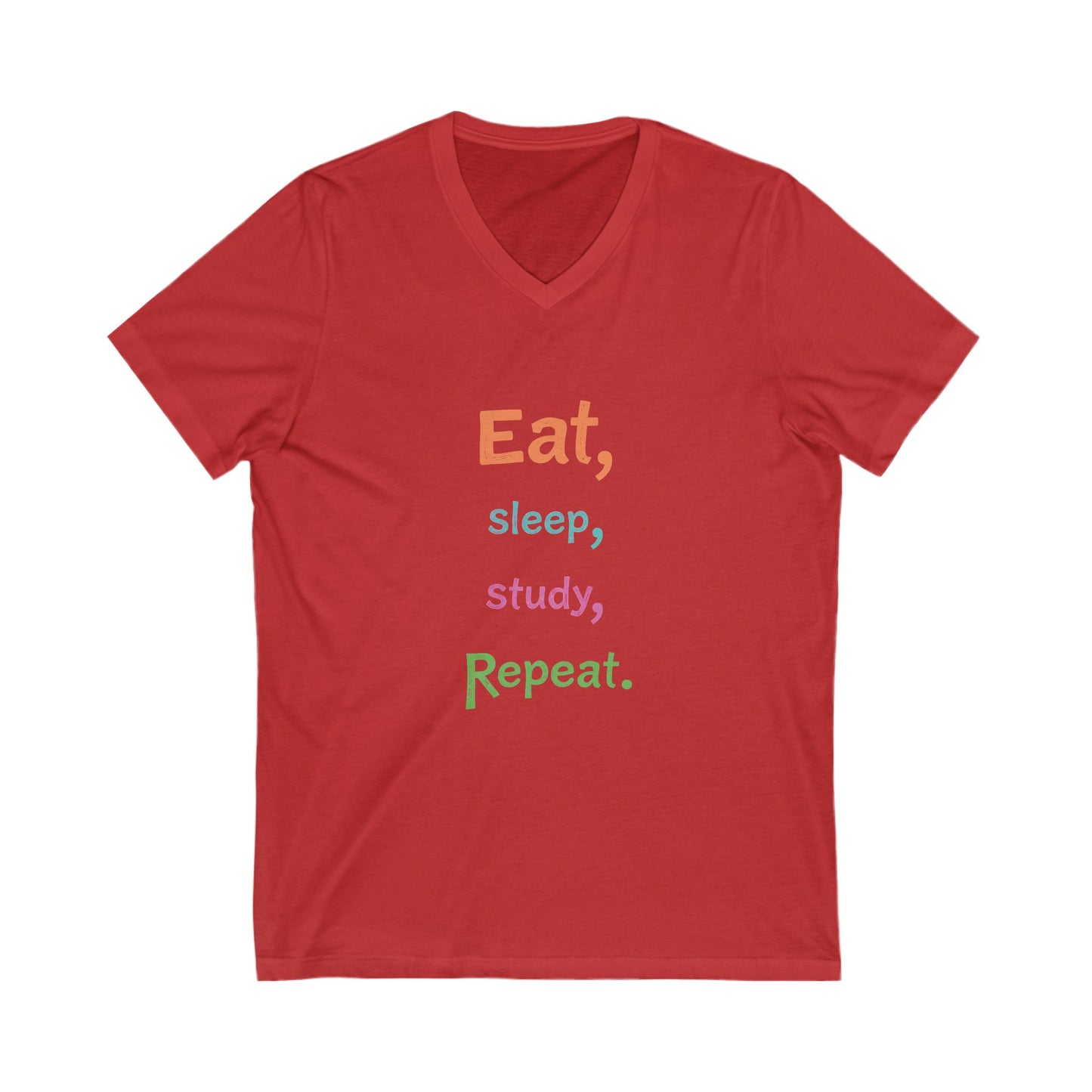 Eat Sleep Study Repeat #2 - Unisex Jersey Short Sleeve V-Neck Tee