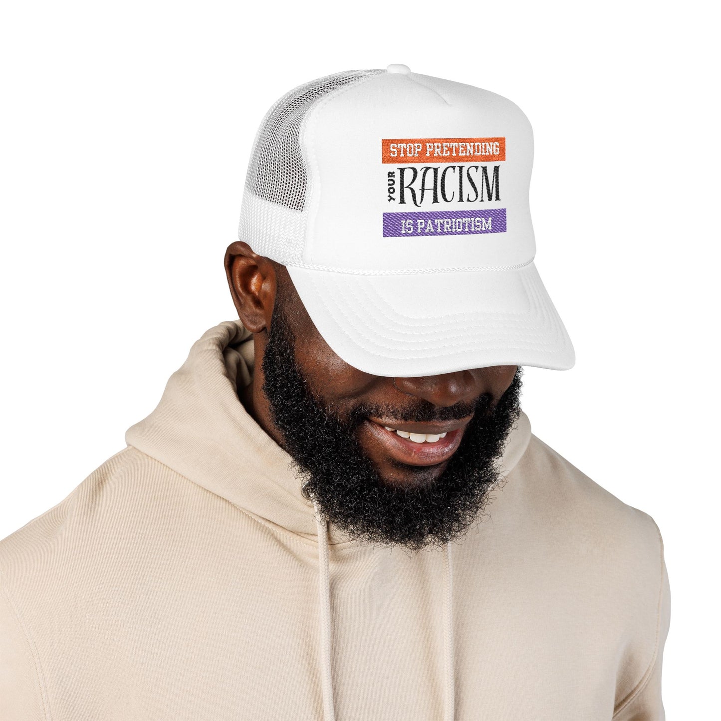 Embroidered Trucker Hat - Stop Pretending Your Racism is Patriotism