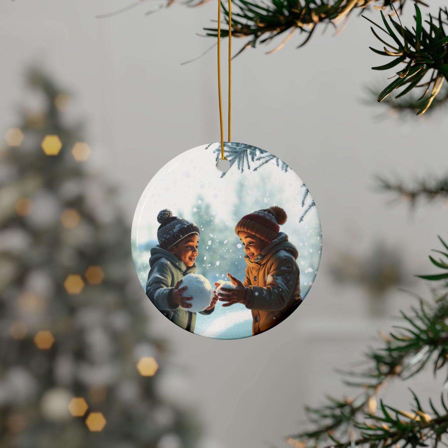 Snowball Fight - Premium Ornament