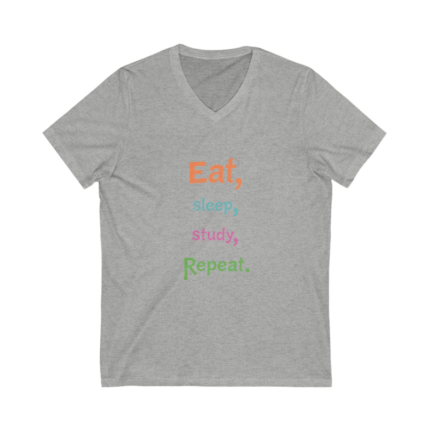 Eat Sleep Study Repeat #2 - Unisex Jersey Short Sleeve V-Neck Tee