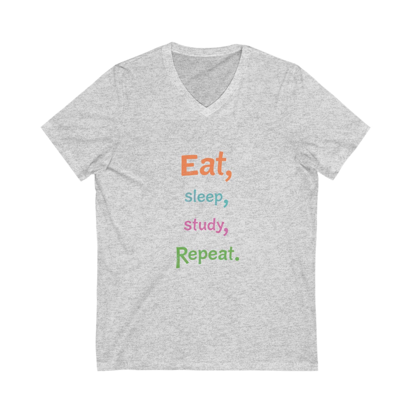 Eat Sleep Study Repeat #2 - Unisex Jersey Short Sleeve V-Neck Tee