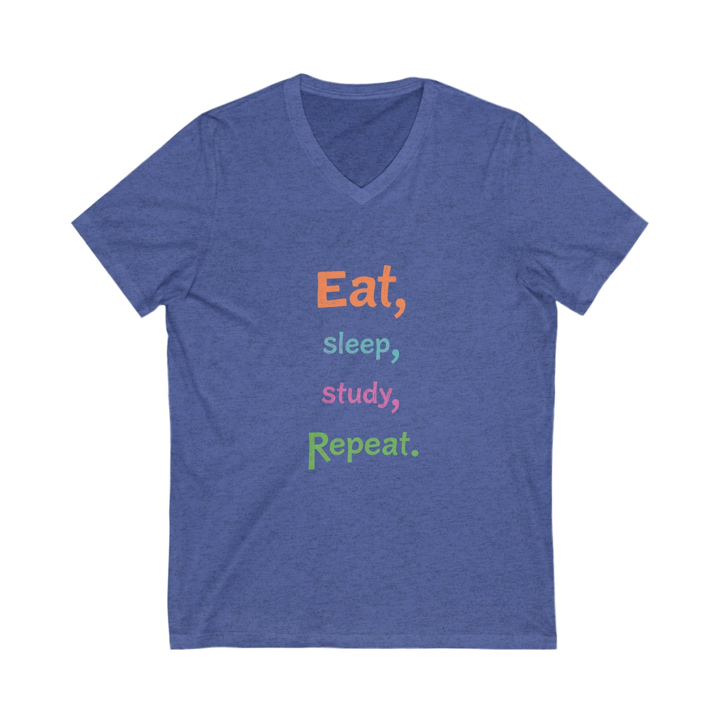 Eat Sleep Study Repeat #2 - Unisex Jersey Short Sleeve V-Neck Tee