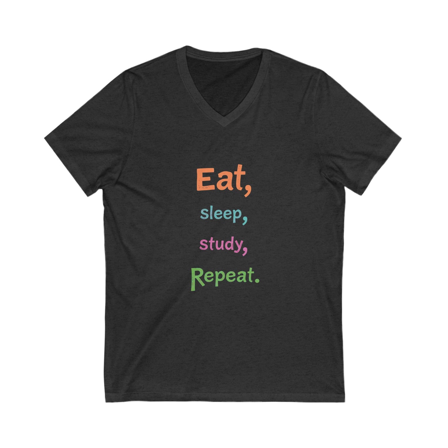 Eat Sleep Study Repeat #2 - Unisex Jersey Short Sleeve V-Neck Tee