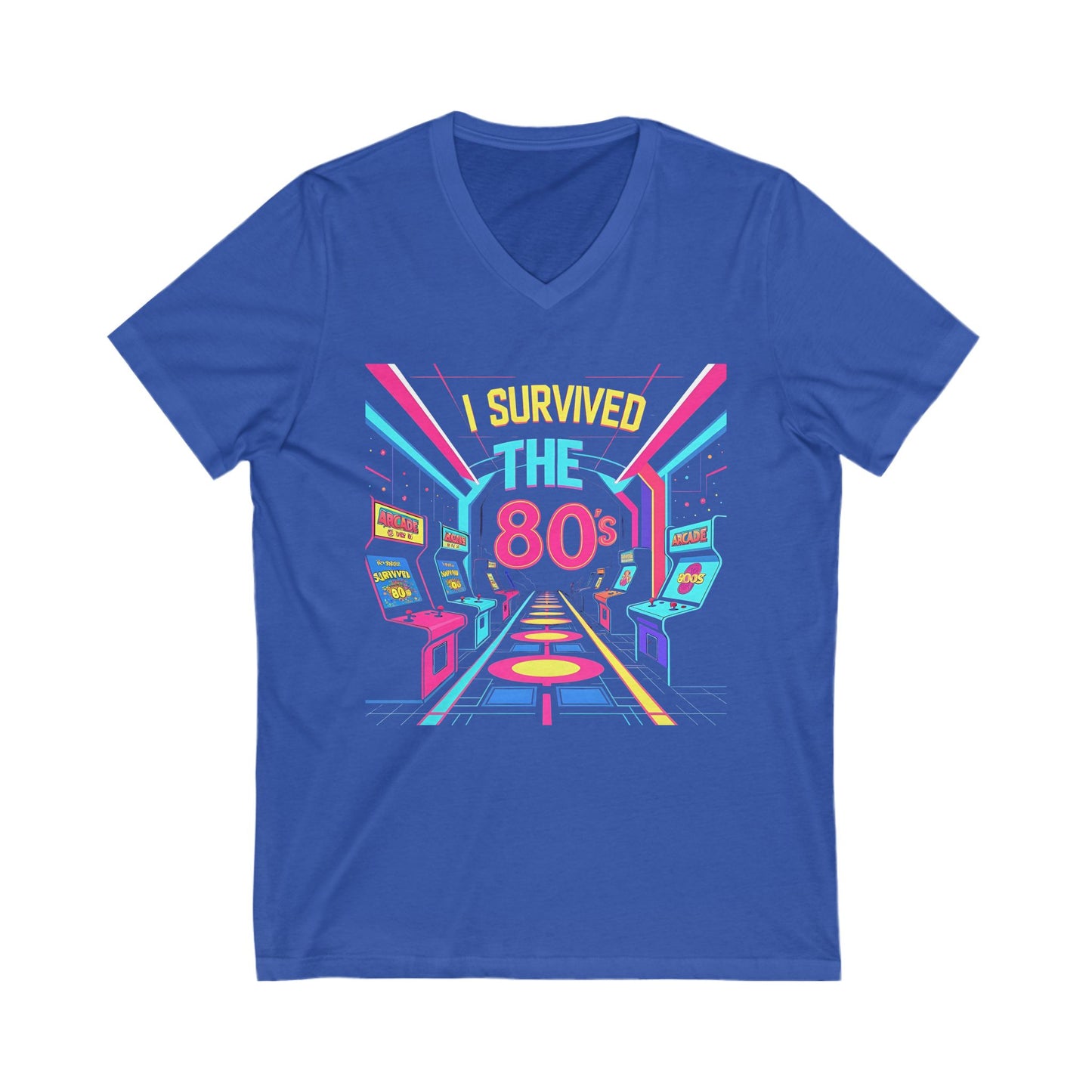 I Survived the 80s - Unisex Jersey Short Sleeve V-Neck Tee