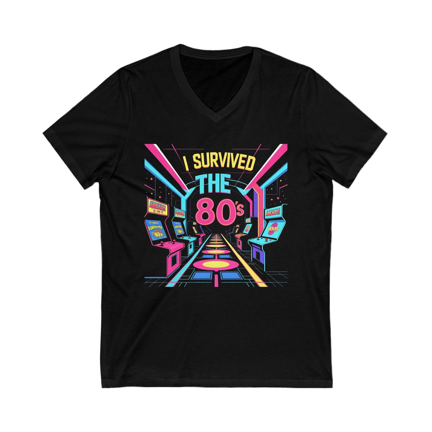 I Survived the 80s - Unisex Jersey Short Sleeve V-Neck Tee