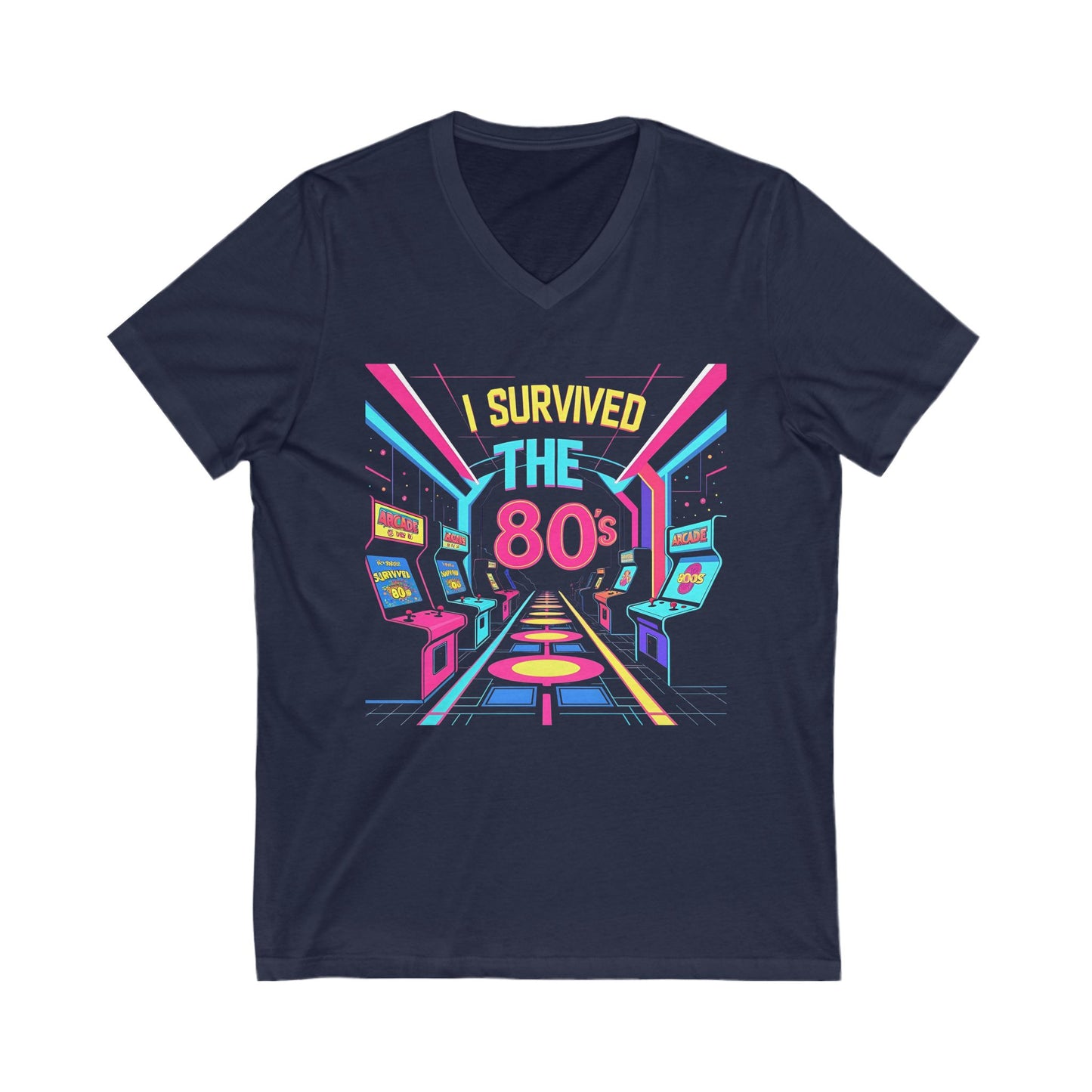 I Survived the 80s - Unisex Jersey Short Sleeve V-Neck Tee
