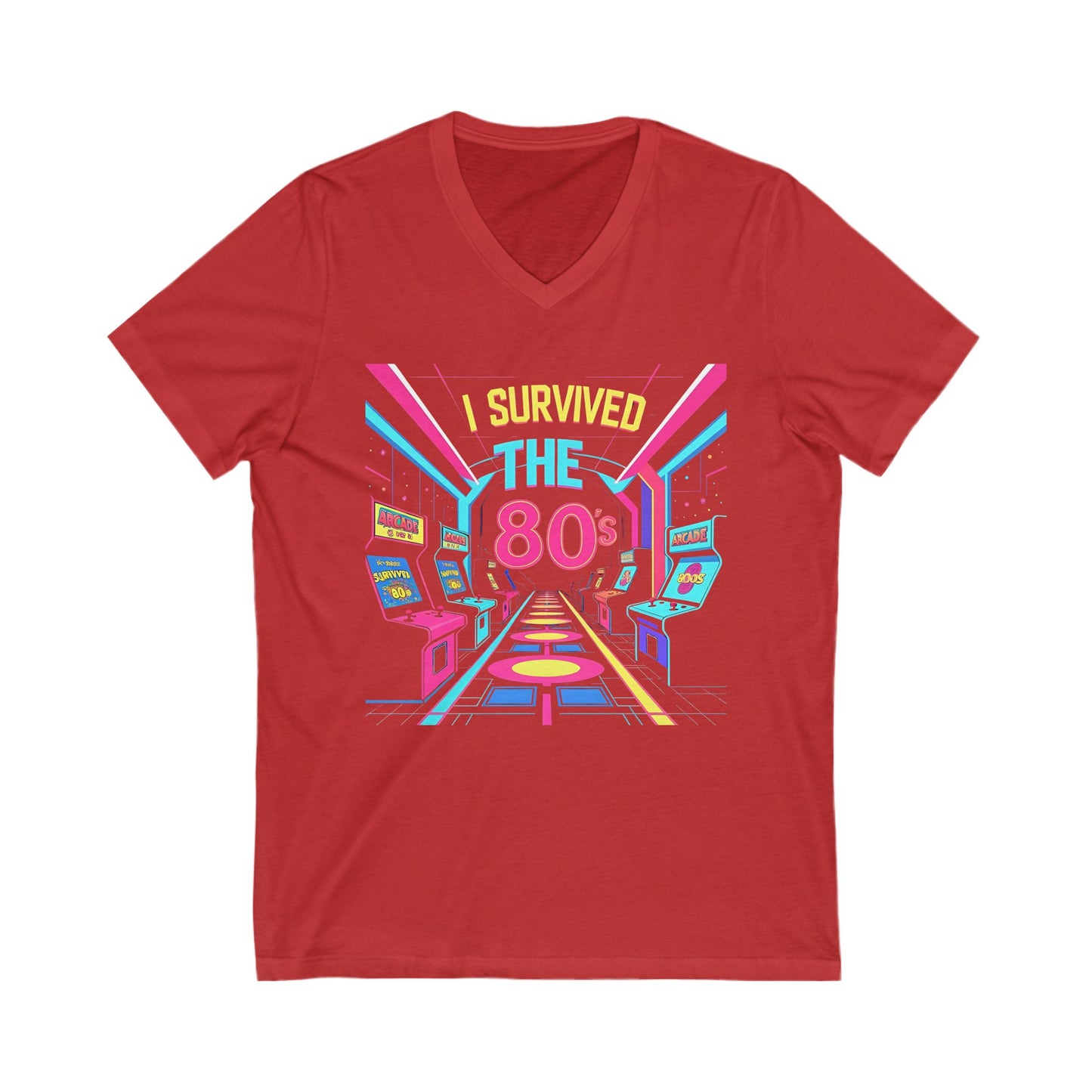 I Survived the 80s - Unisex Jersey Short Sleeve V-Neck Tee