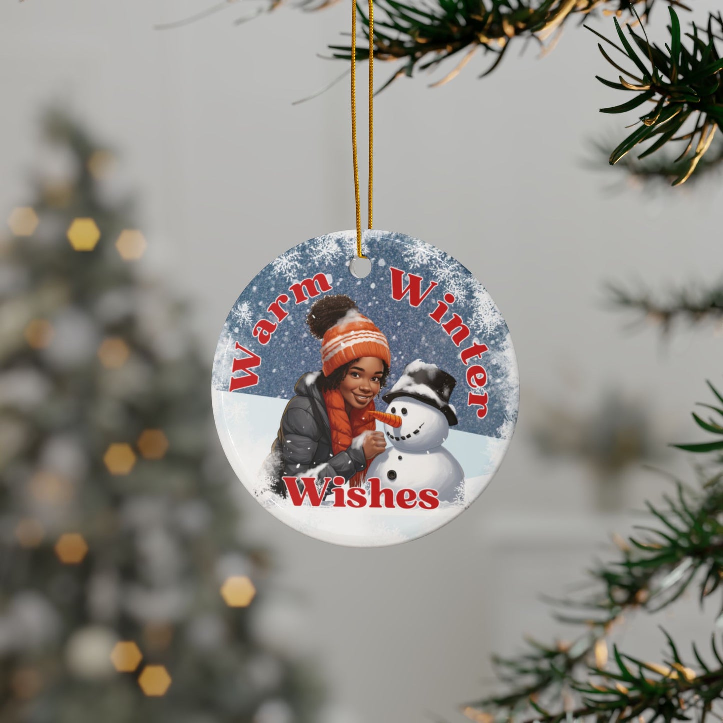 Warm Winter Wishes Frosty - Premium - Ceramic Ornament