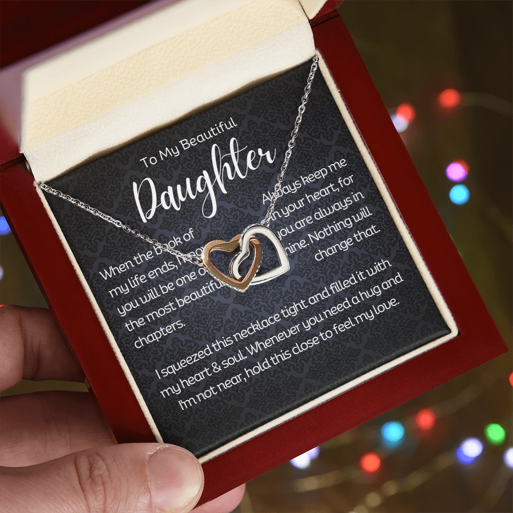 To My Beautiful Daughter - Interlocking Hearts Necklace