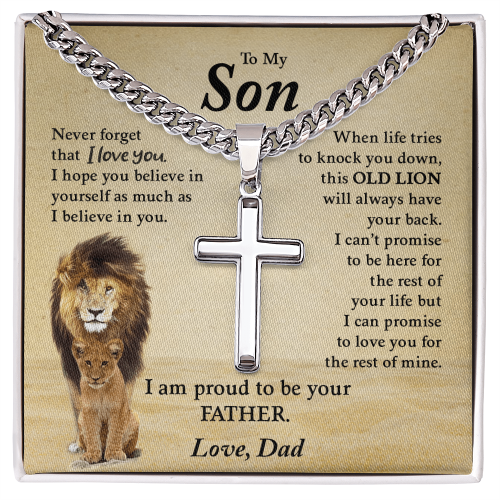 To My Son - Cuban Link Chain with Artisan Cross