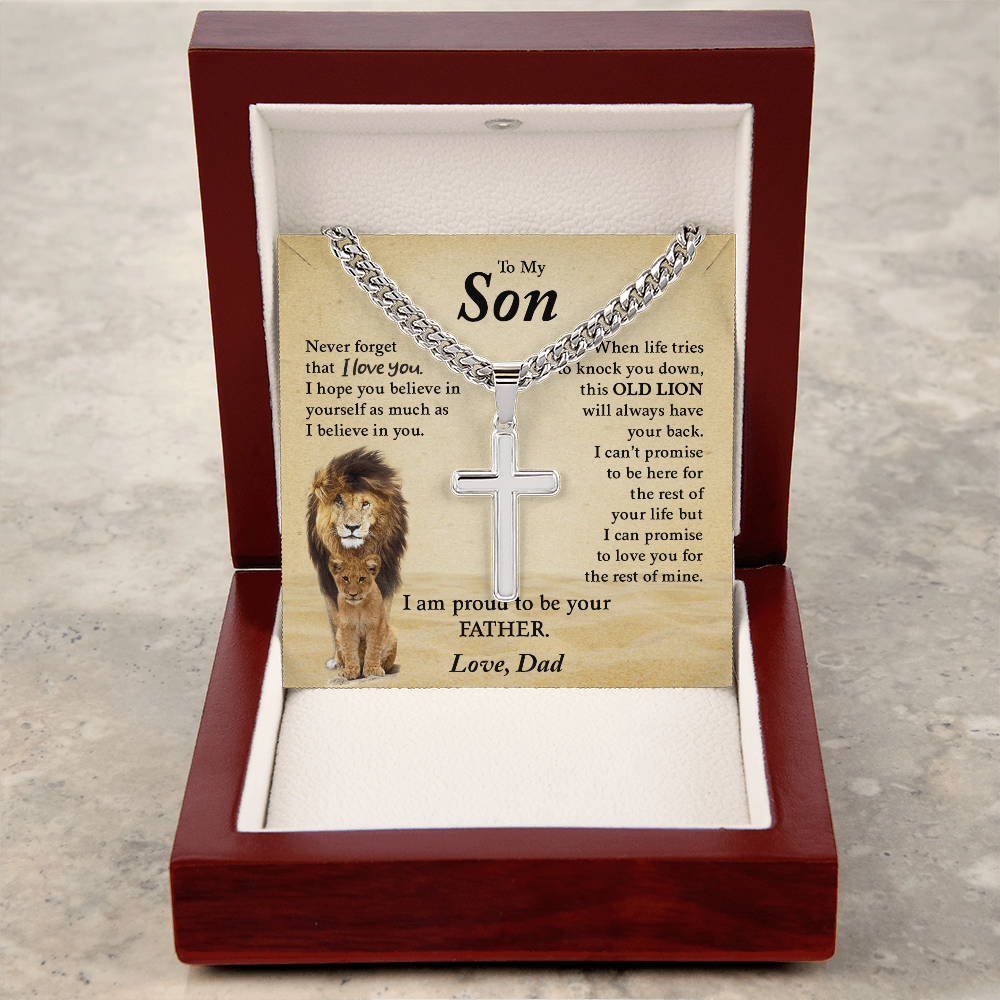 To My Son - Cuban Link Chain with Artisan Cross