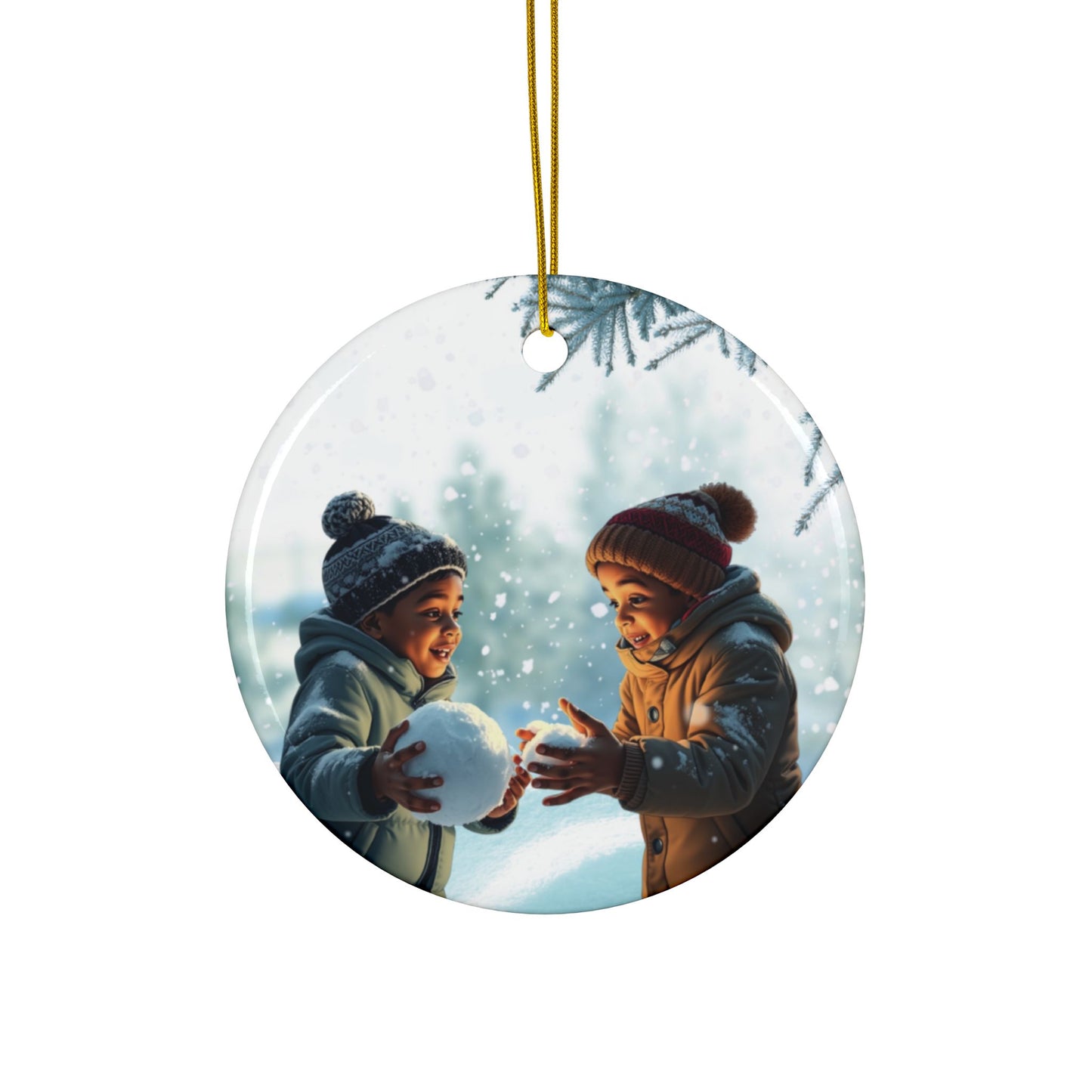 Snowball Fight - Premium - Ceramic Ornament