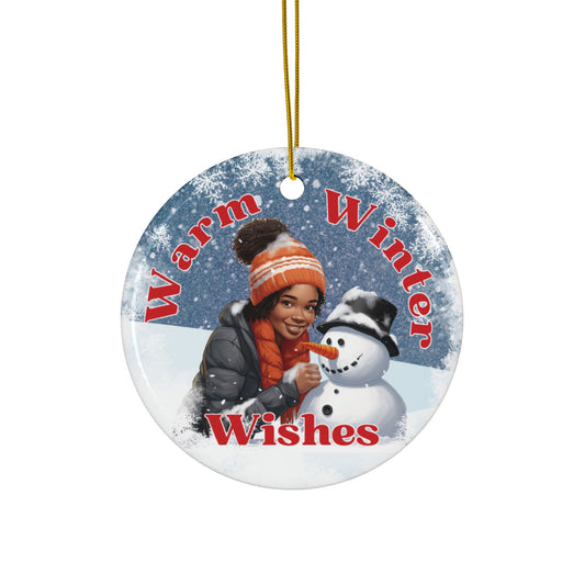 Warm Winter Wishes Frosty - Premium - Ceramic Ornament