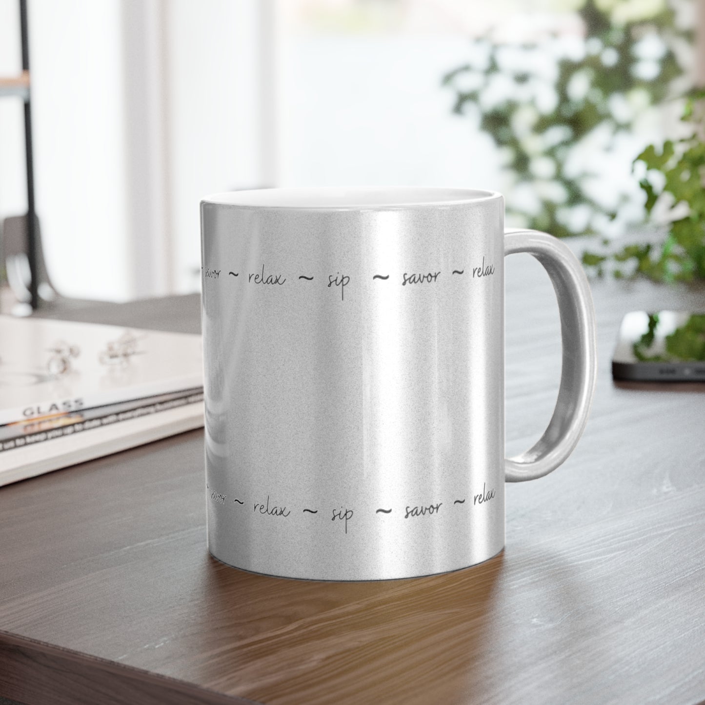 Sip Savor Relax Metallic Mug (Silver\Gold)