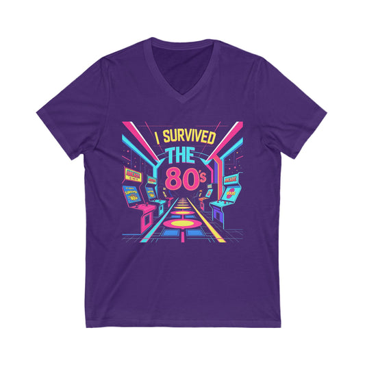 I Survived the 80s - Unisex Jersey Short Sleeve V-Neck Tee