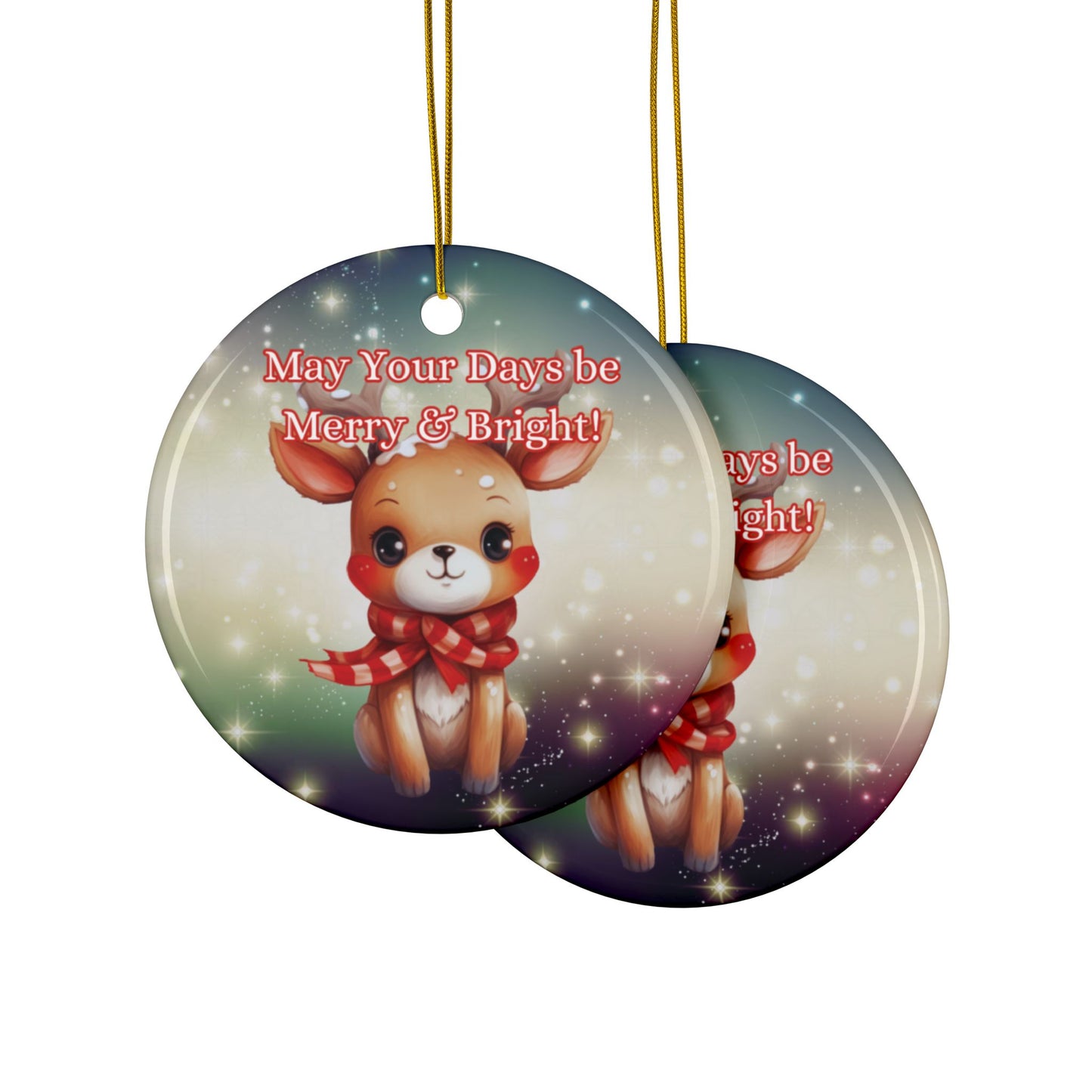 Ceramic Ornament - Merry & Bright Design