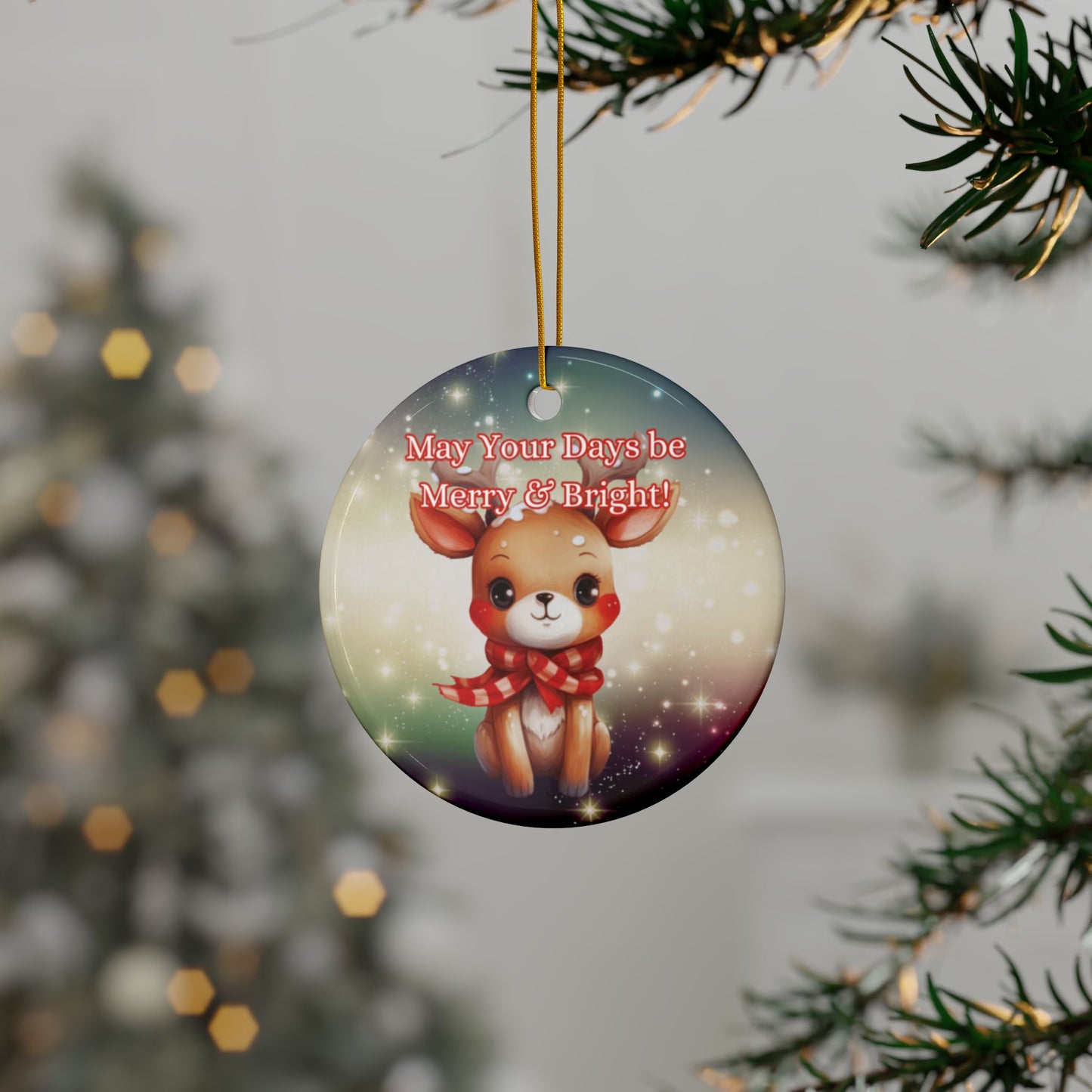 Ceramic Ornament - Merry & Bright Design