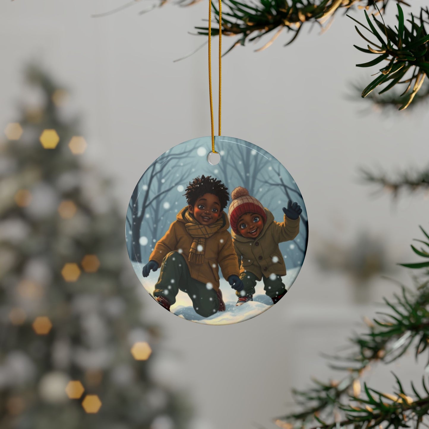 Winter Playtime - Premium - Ceramic Ornament