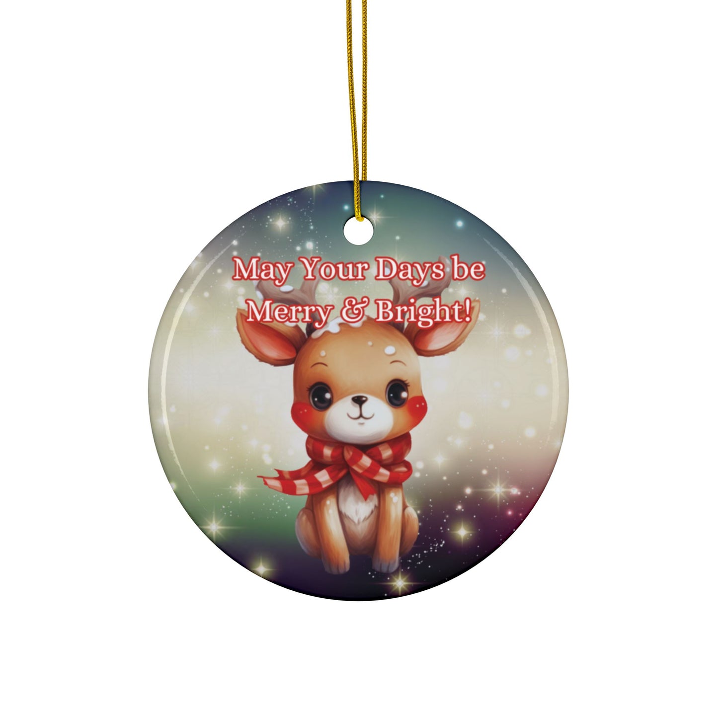 Ceramic Ornament - Merry & Bright Design