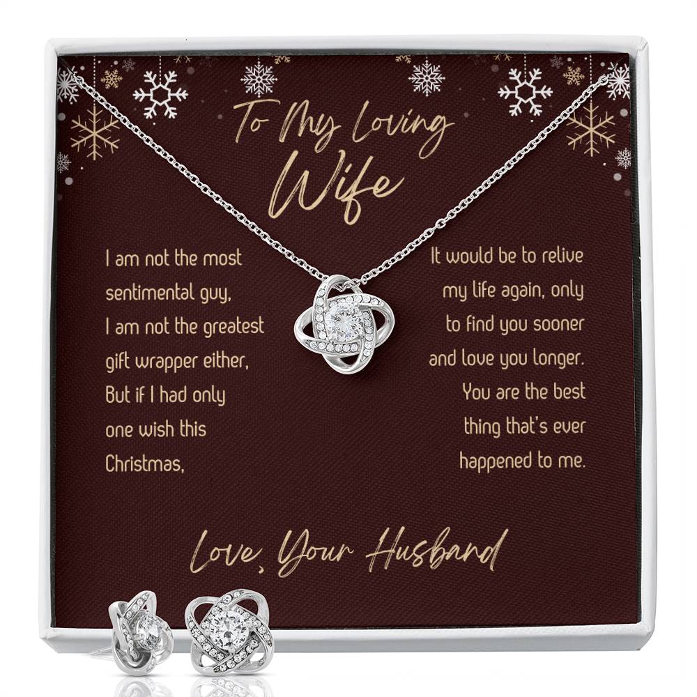 To My Wife Christmas Love Knot Earring & Necklace Bundle