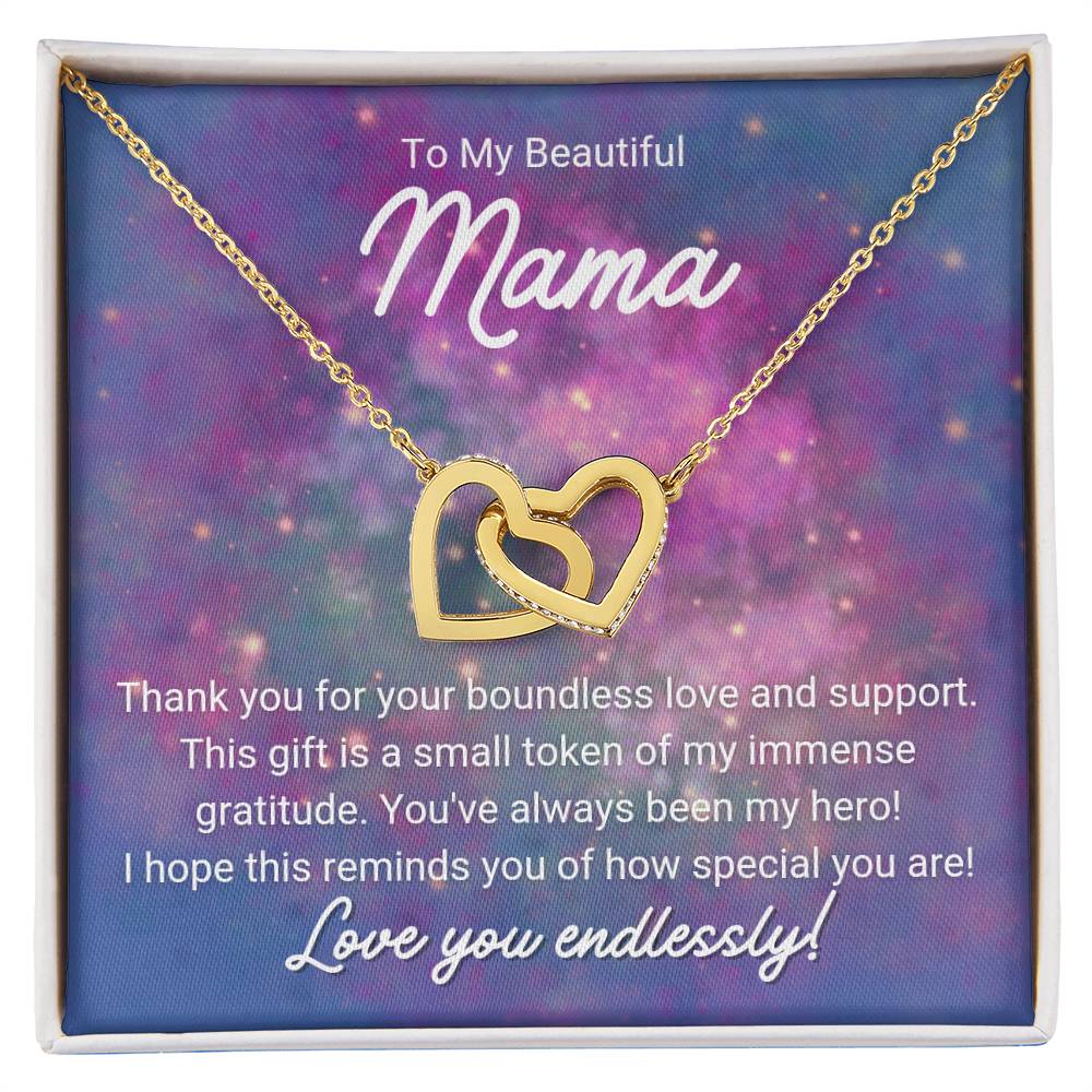 To My Beautiful Mom - Interlocking Hearts Necklace