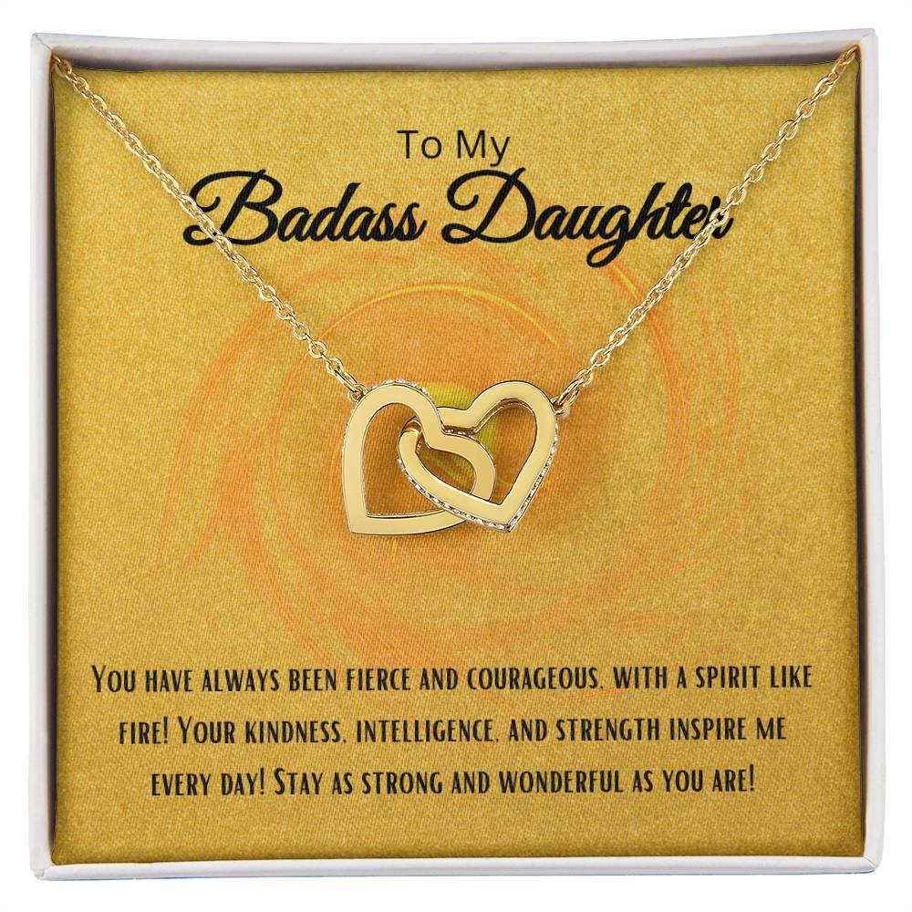 To My Badass Daughter - Interlocking Hearts Necklace