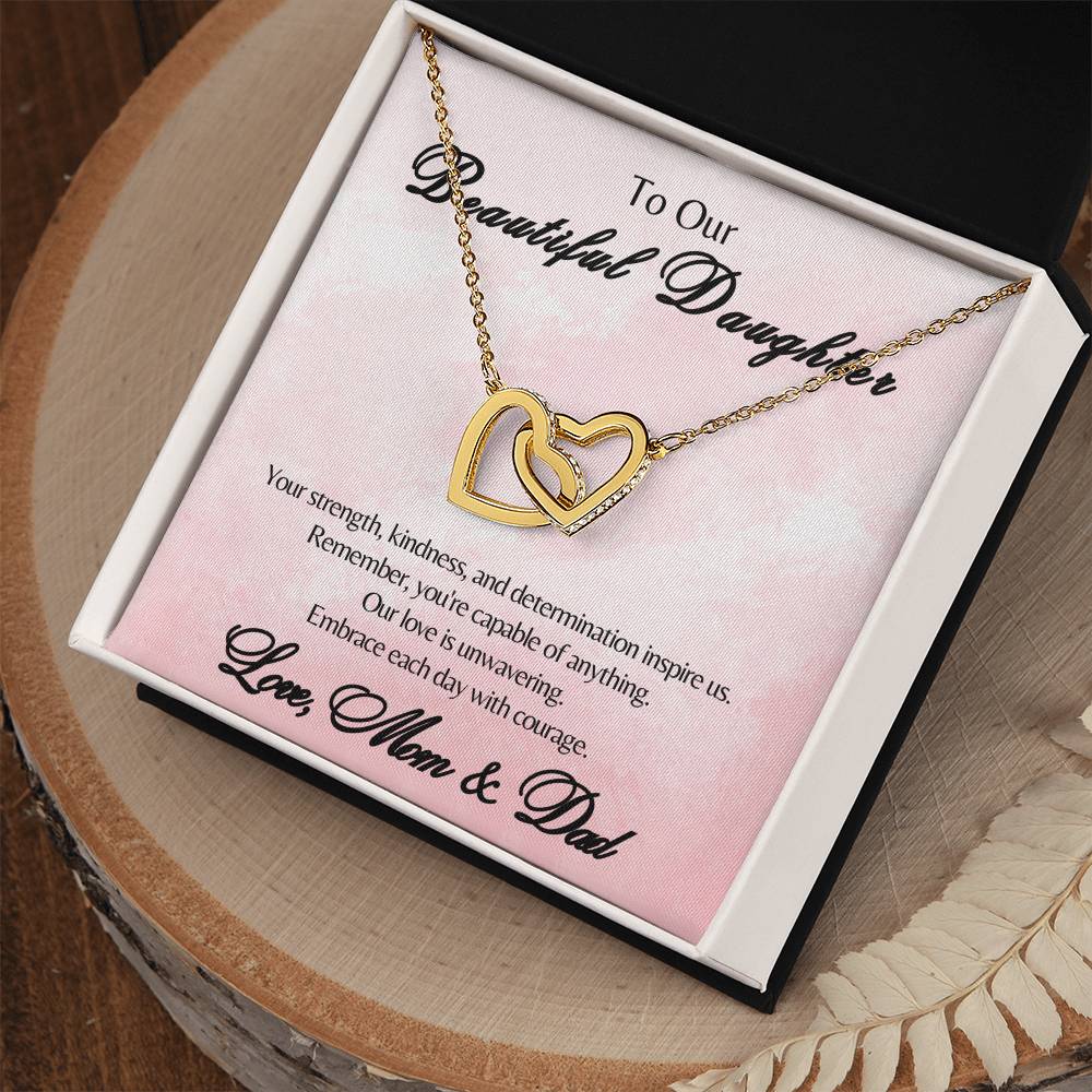 To Our Beautiful Daughter - Interlocking Hearts Necklace