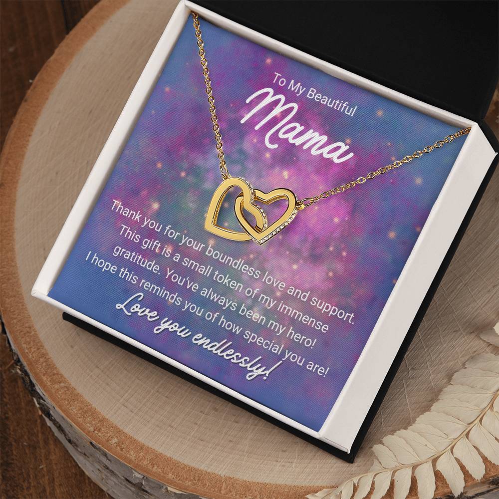 To My Beautiful Mom - Interlocking Hearts Necklace