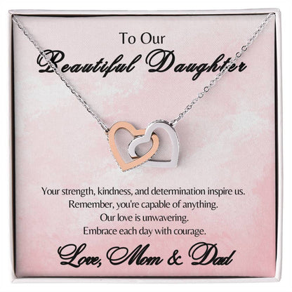 To Our Beautiful Daughter - Interlocking Hearts Necklace