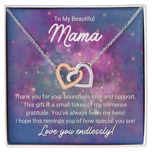 To My Beautiful Mom - Interlocking Hearts Necklace