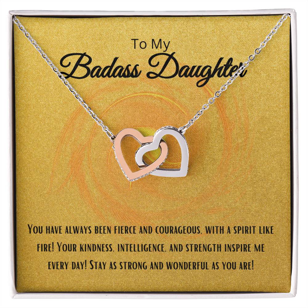 To My Badass Daughter - Interlocking Hearts Necklace