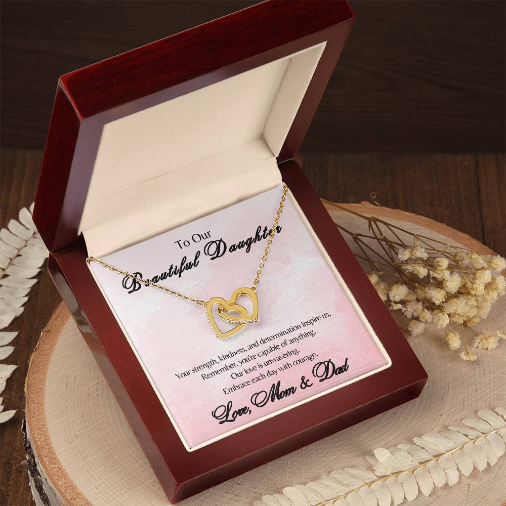 To Our Beautiful Daughter - Interlocking Hearts Necklace